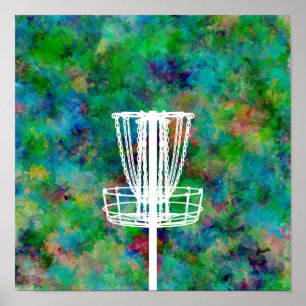 Poster Panier de golf à disque coloré