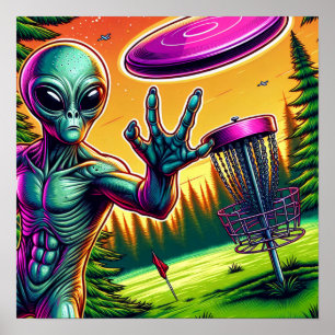 Poster Panier de golf de disque Alien