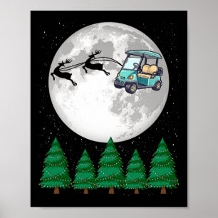 Poster Panier de golf Père Noël Sleigh de Noël - Funny Pa