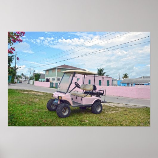 Poster Panier de golf rose aux Bahamas (Devant)