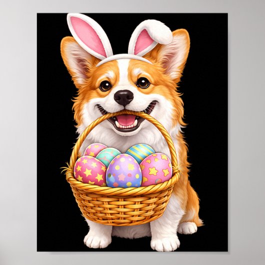 Poster Panier de Pâques avec des œufs de Pâques mignons C (Devant)