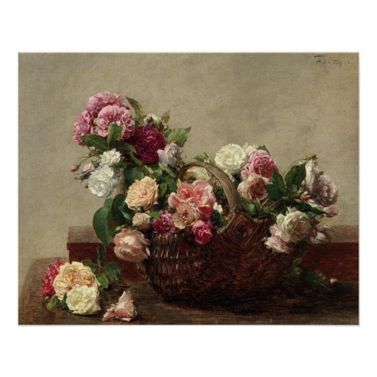 Poster Panier de Roses - Henri Fantin-Latour (Devant)