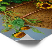 Poster Panier de tournesols et abeilles (Coin)