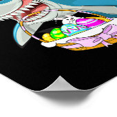 Poster Panier d'œufs de lapin de Pâques de requin drôle g (Coin)
