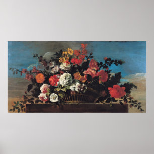 Poster Panier en osier de fleurs