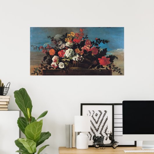 Poster Panier en osier de fleurs (Bureau à domicile)