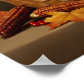 Poster Panier en osier et Citrouille - Ferme rustique (Coin)