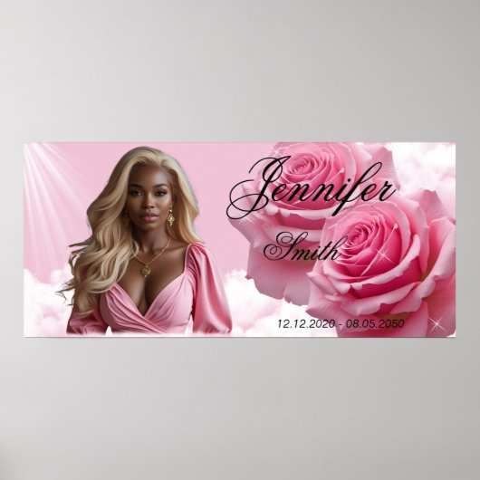 Poster Panier funéraire rose Roses Insertion, panneau com (Devant)