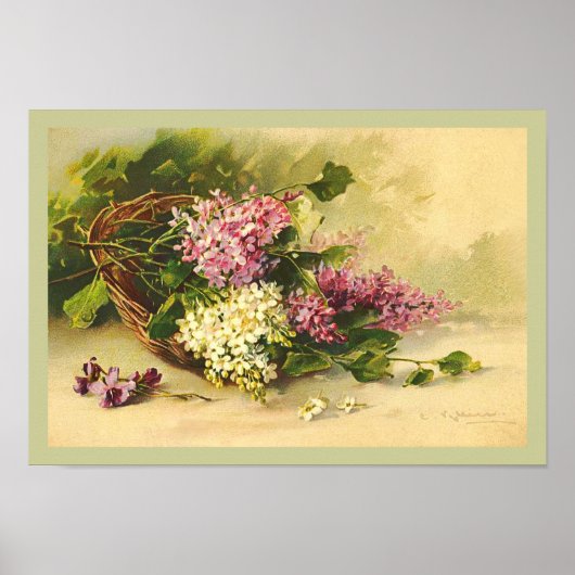 Poster Panier Lilac vintage par Catherine Klein Imprimer (Devant)