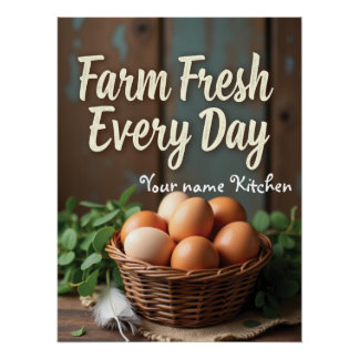 Poster Panier personnalisé d'oeufs Signal rustique