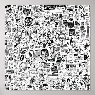 Poster PANIQUE SATANIQUE Vintage Clip Art Zine Style Coll