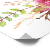 Poster Panneau à barres florales rose-bleu - blanc (Coin)