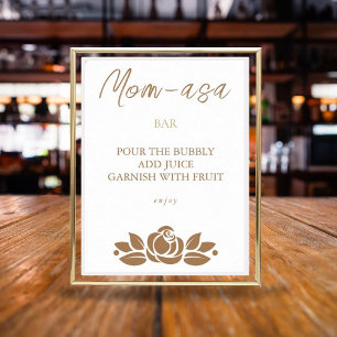 Poster Panneau A Girl Gold White Floral Baby shower Bar