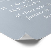 Poster Panneau À la Mémoire Douce Bleu Mariage Monogramme (Coin)