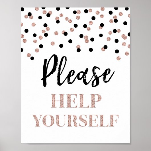Poster Panneau Aide-toi Rose Gold Noir Confetti (Devant)