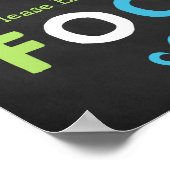 Poster Panneau alimentaire bleu et vert Moustache Chalkbo (Coin)