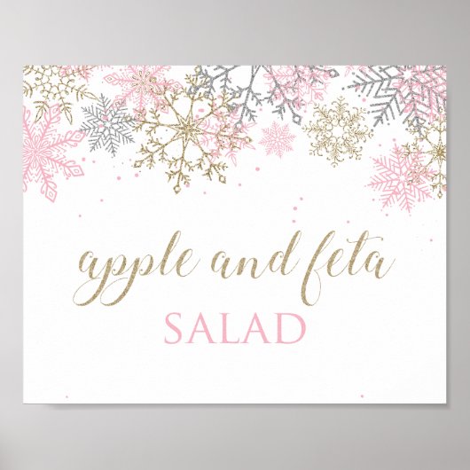 Poster Panneau alimentaire hiver Onederland rose Snowflak (Devant)