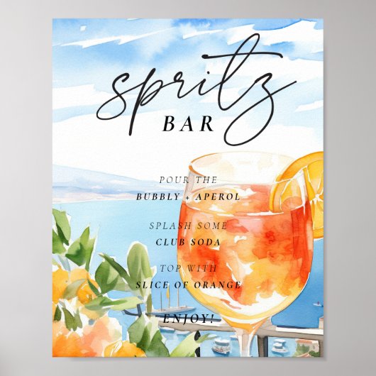 Poster Panneau Aperol Spritz Bar Fête des mariées Amalfi (Devant)