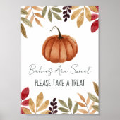 Poster Panneau Aquarelle Citrouille Automne Baby shower S (Devant)