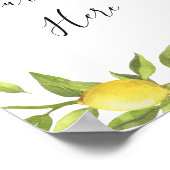 Poster Panneau aquarelle de verdure de fleurs de citron (Coin)