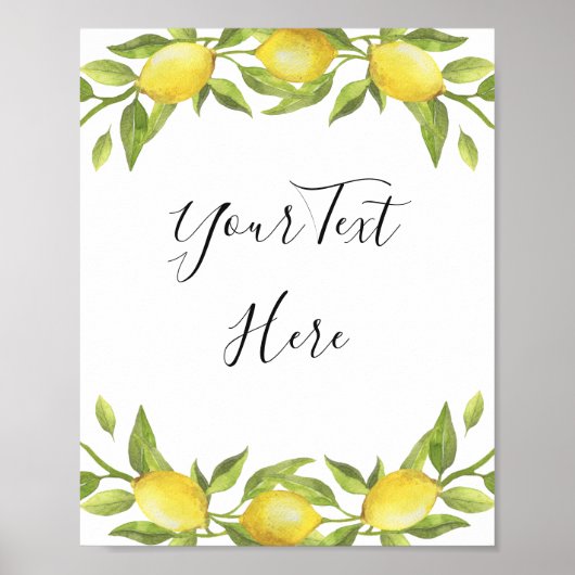 Poster Panneau aquarelle de verdure de fleurs de citron (Devant)