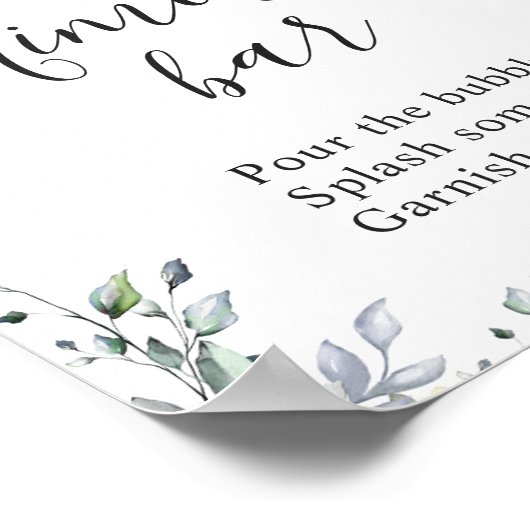 Poster Panneau Aquarelle Eucalyptus Vert Mimosa Bar (Coin)