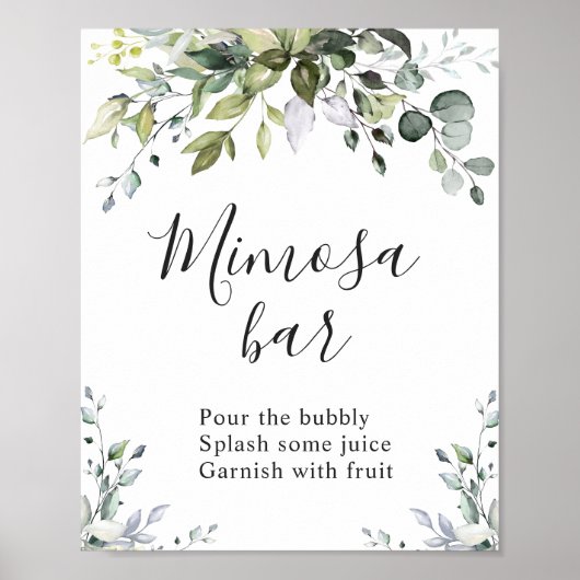 Poster Panneau Aquarelle Eucalyptus Vert Mimosa Bar (Devant)