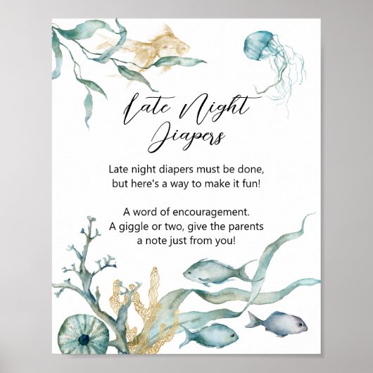 Poster Panneau Aquarelle Jellyfish Late Night Diapés (Devant)