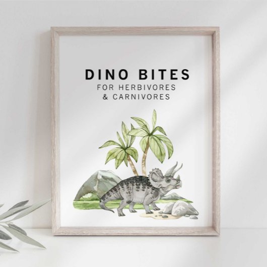 Poster Panneau Aquarelle Jurassique Dino Bites