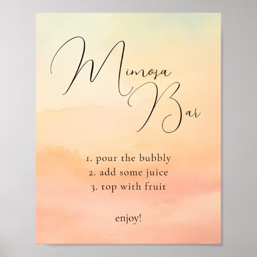 Poster Panneau Aquarelle orange Sunset Cloud 9 Mimosa Bar (Devant)