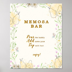 Poster Panneau Aquarelle Poire Florale Jardin Memosa Bar
