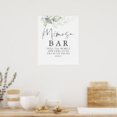 Poster Panneau Aquarelle vert Argent Mimosa Bar (Cuisine)