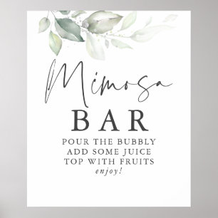 Poster Panneau Aquarelle vert Argent Mimosa Bar