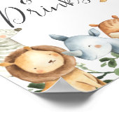 Poster Panneau Baby shower Animaux Safari Aliments et boi (Coin)
