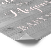 Poster Panneau baby shower Aquarelle rose Fleurs bois (Coin)