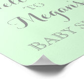 Poster Panneau baby shower Aquarelle rose Fleurs Mint (Coin)