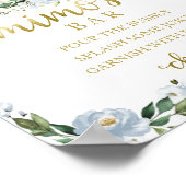 Poster Panneau Baby shower Automne Bleu Or Mimosa Barre (Coin)