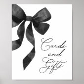 Poster Panneau Baby shower Black Bow Cartes et Cadeaux (Devant)
