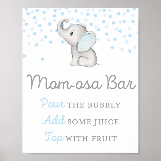 Poster Panneau Baby shower bleu éléphant garçon (Devant)