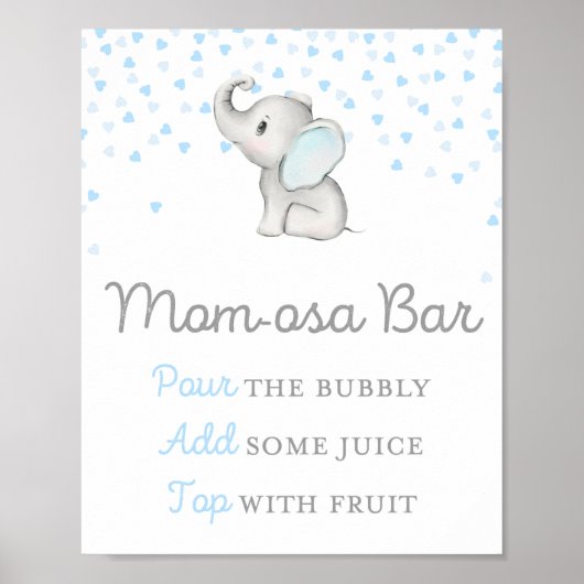 Poster Panneau Baby shower bleu éléphant garçon (Devant)