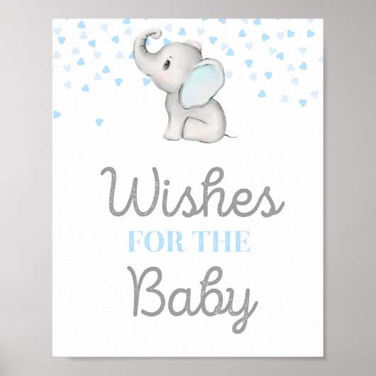 Poster Panneau Baby shower bleu éléphant garçon (Devant)