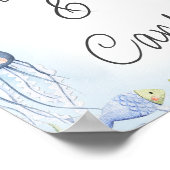 Poster Panneau Baby shower Blue Under the Sea Creatures (Coin)