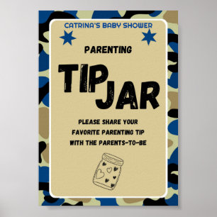 Poster Panneau Baby shower Camo Bleu