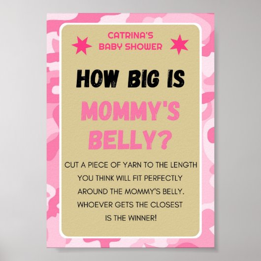 Poster Panneau Baby shower Camo rose (Devant)