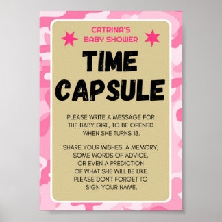 Poster Panneau Baby shower Camo rose