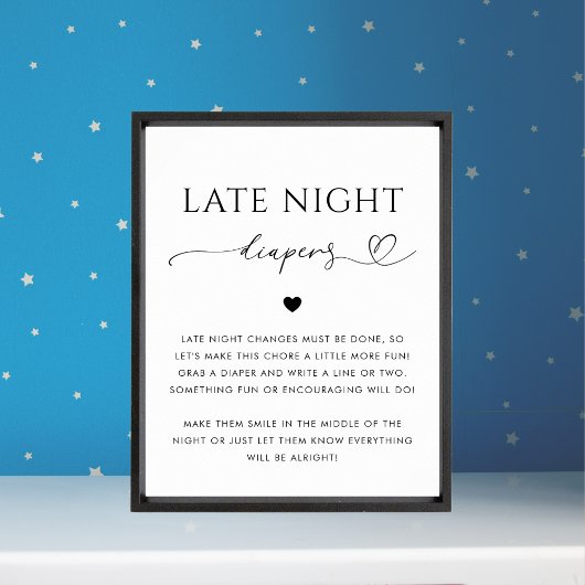 Poster Panneau Baby shower Cardiapeurs de nuit tardive Sc