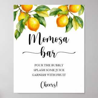 Poster Panneau Baby shower citron Momosa Bar
