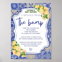 Panneau Baby shower Citrus Citrus bleu Carreaux