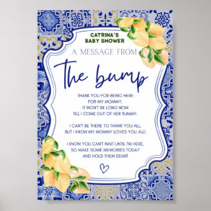 Poster Panneau Baby shower Citrus Citrus bleu Carreaux