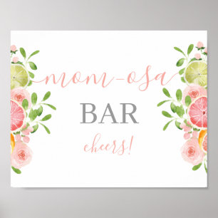 Poster Panneau Baby shower Citrus Mimosa Bar